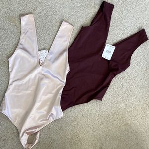 Free People body suits in cream color and brown size small